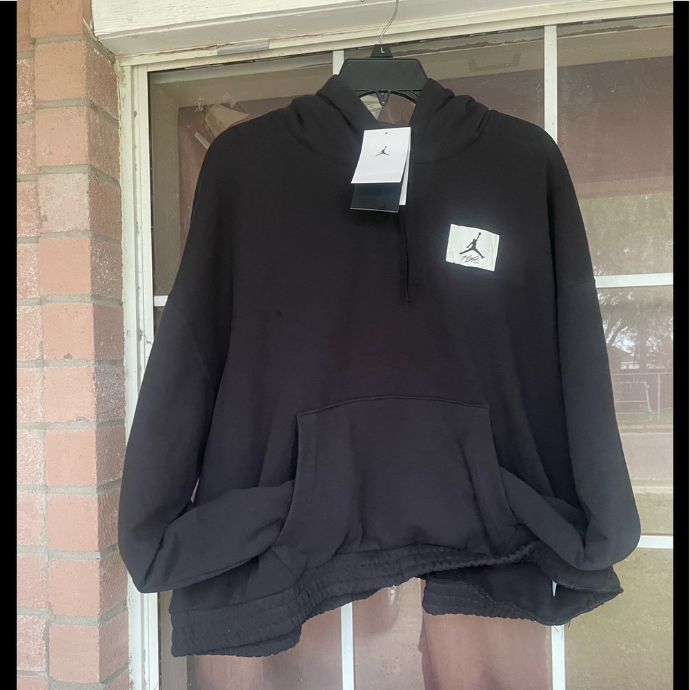 NWT Air Jordan WOMEN ESSENTIALS FLEECE PULLOVER Hoodie Black/White Sz 1X